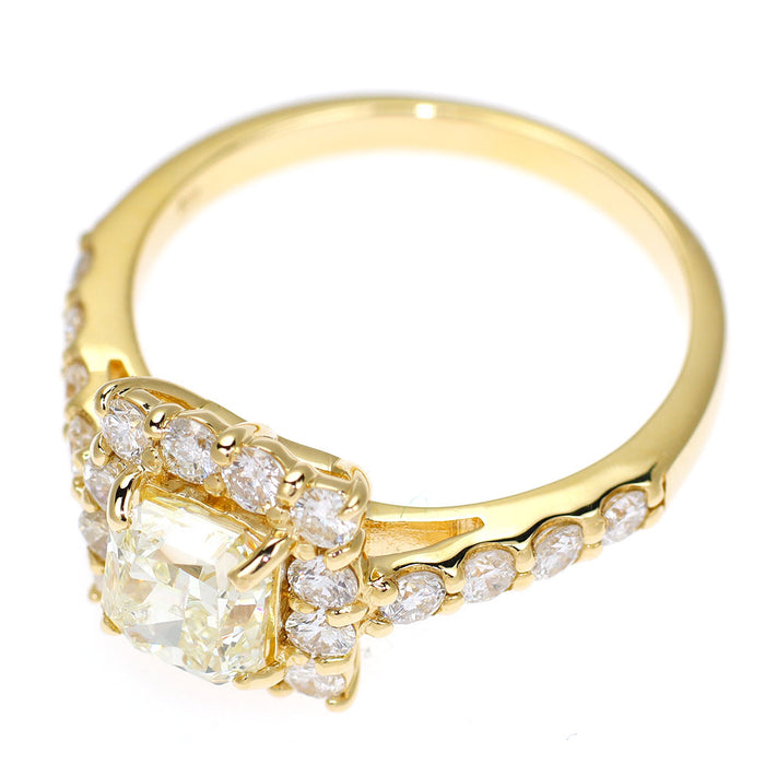 新品 K18YG ラディアントカットダイヤモンド ダイヤモンド リング 1.013ct LY I1 D0.80ct