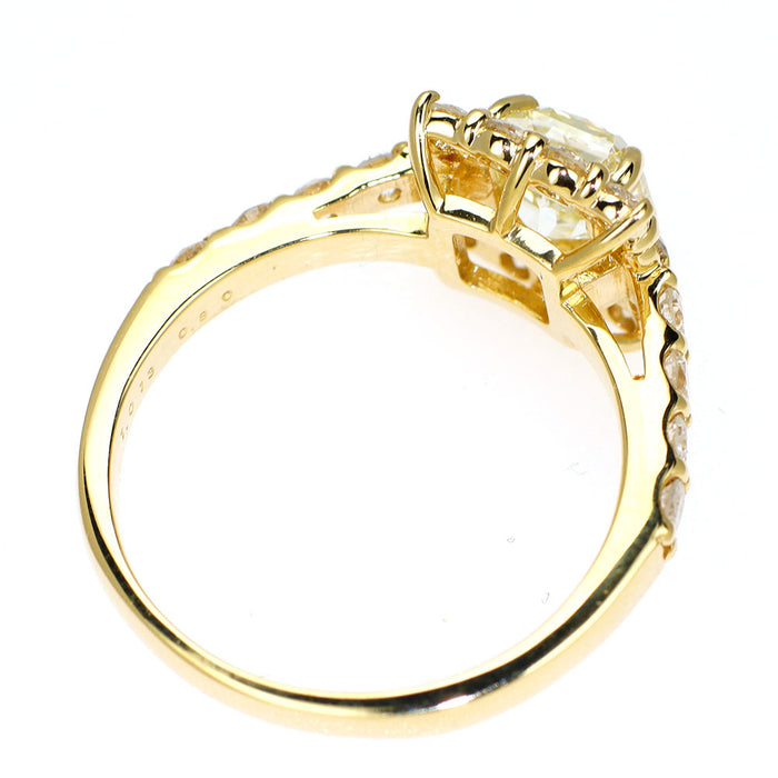 新品 K18YG ラディアントカットダイヤモンド ダイヤモンド リング 1.013ct LY I1 D0.80ct