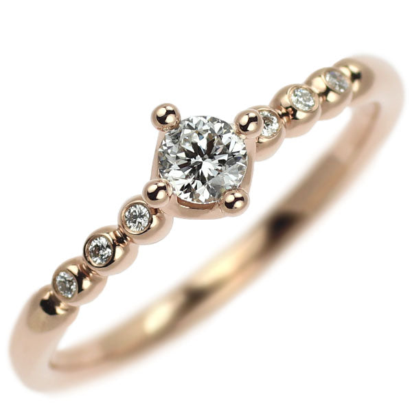 D&D144 K18PG ダイヤモンド リング 0.19ct D0.03ct